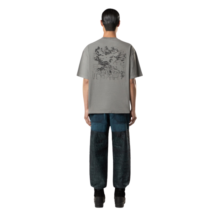 T-shirt manche courte STONE ISLAND coton gris broderie megacity dos