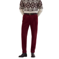 Pantalon à pinces coton velours côtelé bordeaux