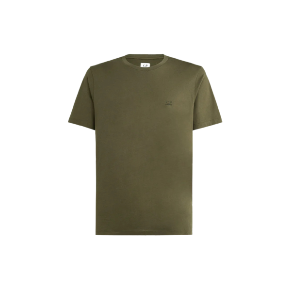 T-shirt col rond CP COMPANY coton kaki imprimé capuche lunettes dos