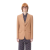 Veste blazer droit col flèche viscose camel bouton doré