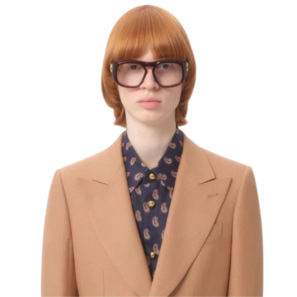 Veste blazer droit VALENTINO col flèche viscose camel bouton doré