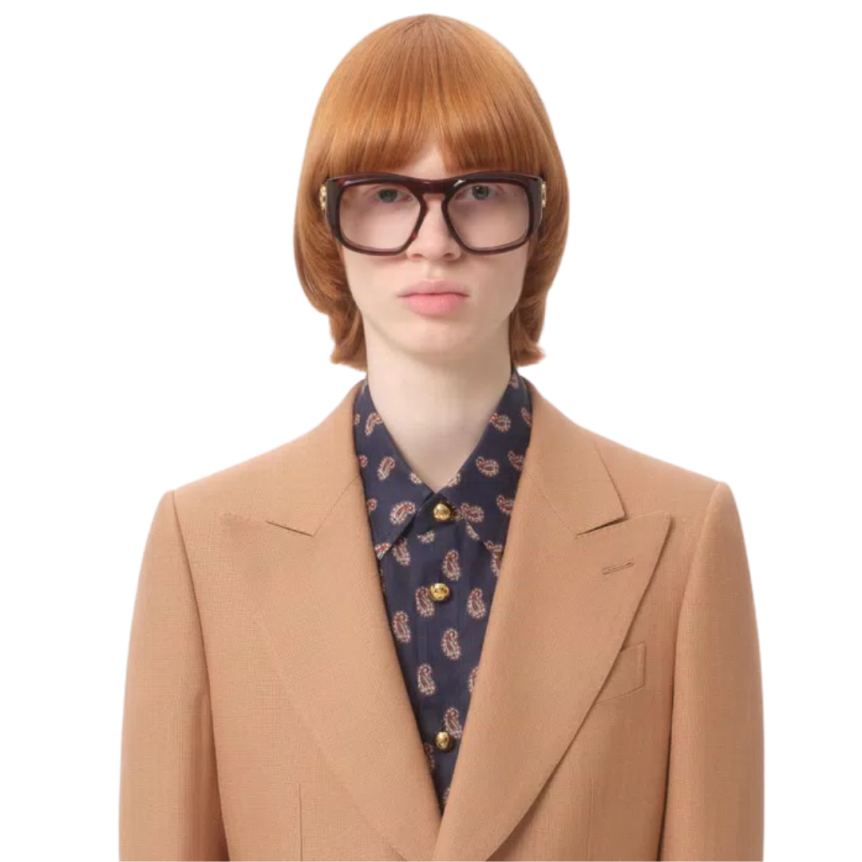 Veste blazer droit VALENTINO col flèche viscose camel bouton doré