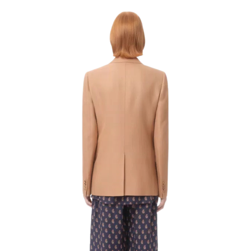 Veste blazer droit VALENTINO col flèche viscose camel bouton doré