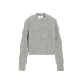 Pull col rond laine alpaga gris clair chiné broderie AMI