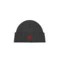 Bonnet laine mérinos gris logo cœur rouge