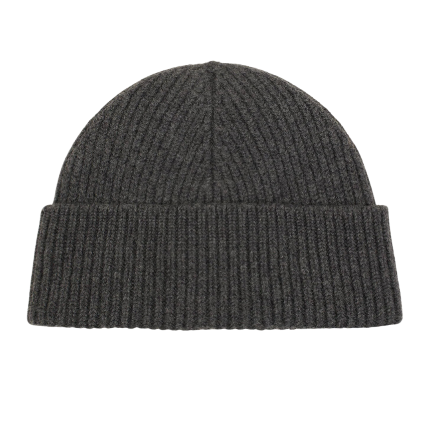 Bonnet AMI Paris laine mérinos gris logo cœur rouge