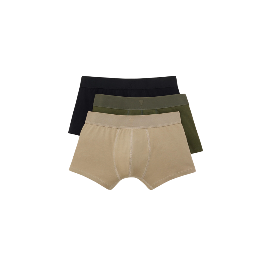 Pack 3 boxers Ami De Cœur jersey coton noir kaki beige