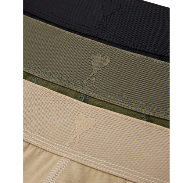 Pack 3 boxers Ami De Cœur jersey coton noir kaki beige