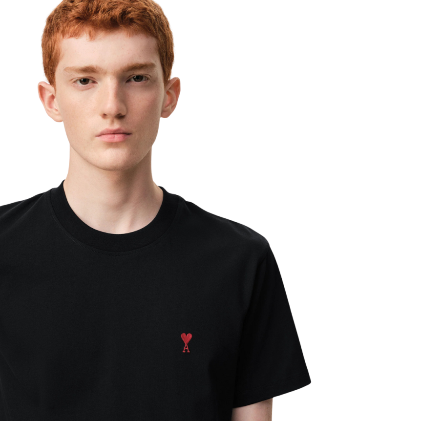 T-shirt Ami de Cœur jersey coton bio noir cœur rouge