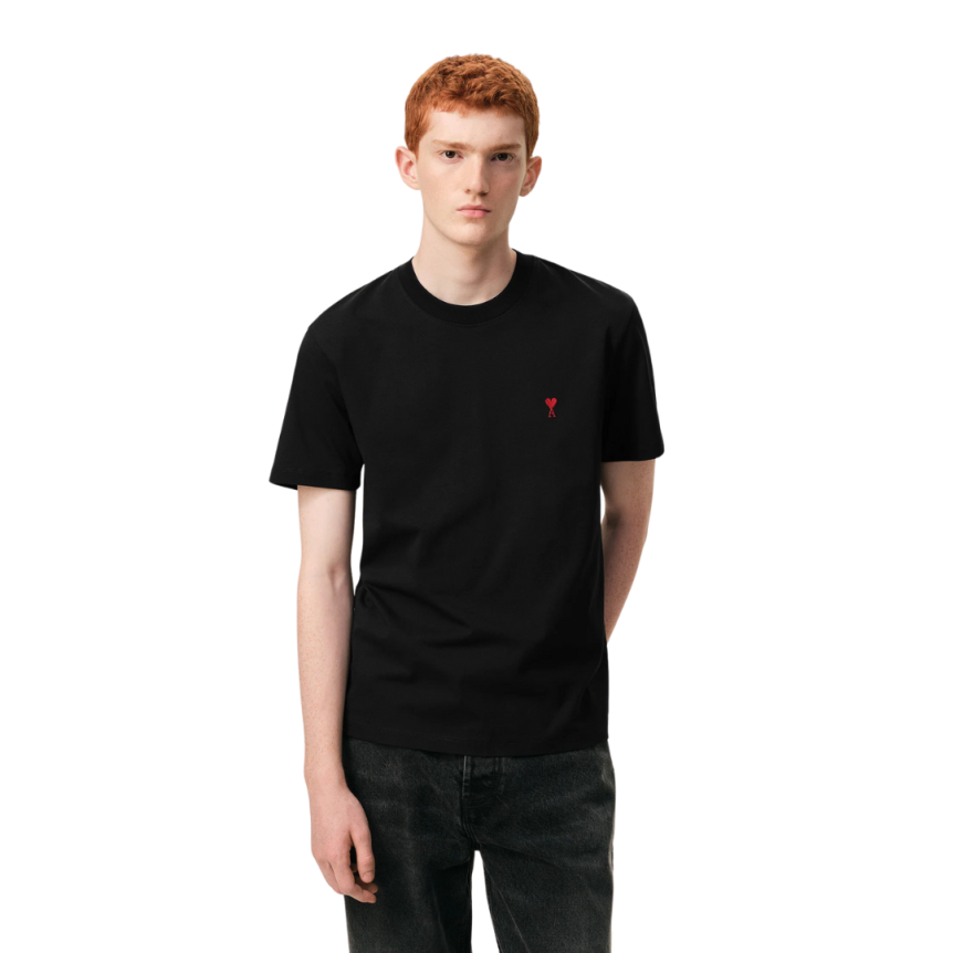 T-shirt Ami de Cœur jersey coton bio noir cœur rouge
