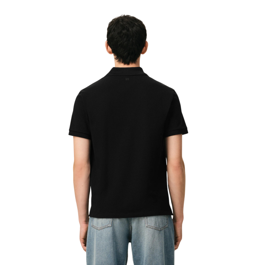 Polo Ami de Cœur piqué coton bio noir cœur rouge