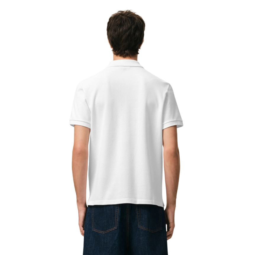 Polo Ami de Cœur piqué coton bio blanc cœur rouge