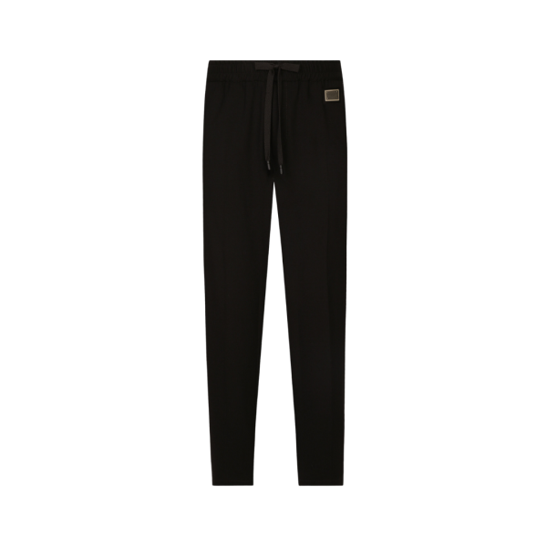 pantalon jogging  jersey viscose étiquette logo métal taille cordon