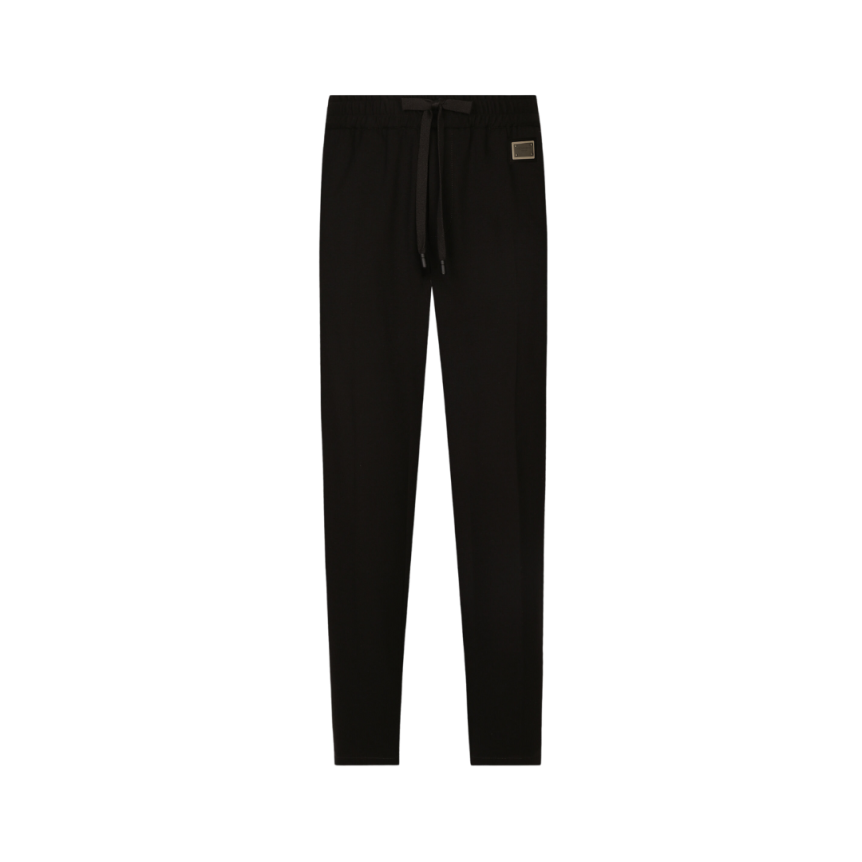 pantalon jogging  jersey viscose étiquette logo métal taille cordon