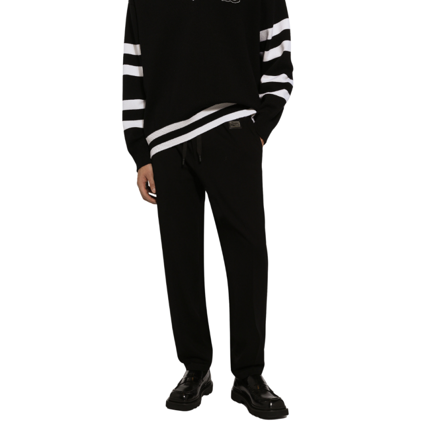 pantalon jogging  jersey viscose étiquette logo métal taille cordon