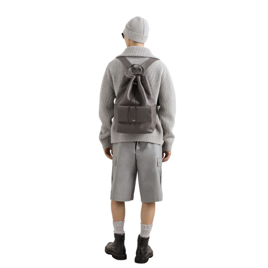 Gilet cardigan zippé DOLCE & GABBANA laine vierge gris clair étiquette métal