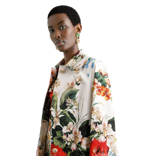 Manteau DOLCE & GABBANA coton viscose imprimé bouquet de fleurs multicolore
