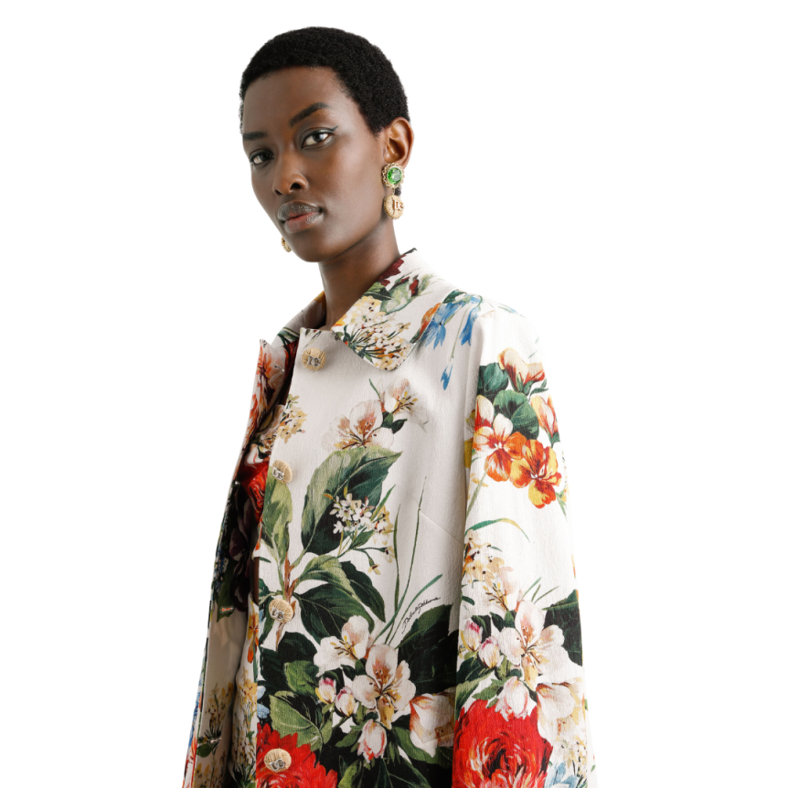 Manteau DOLCE & GABBANA coton viscose imprimé bouquet de fleurs multicolore