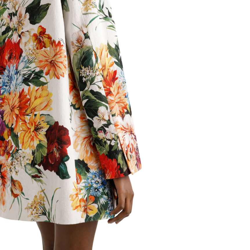 Manteau DOLCE & GABBANA coton viscose imprimé bouquet de fleurs multicolore