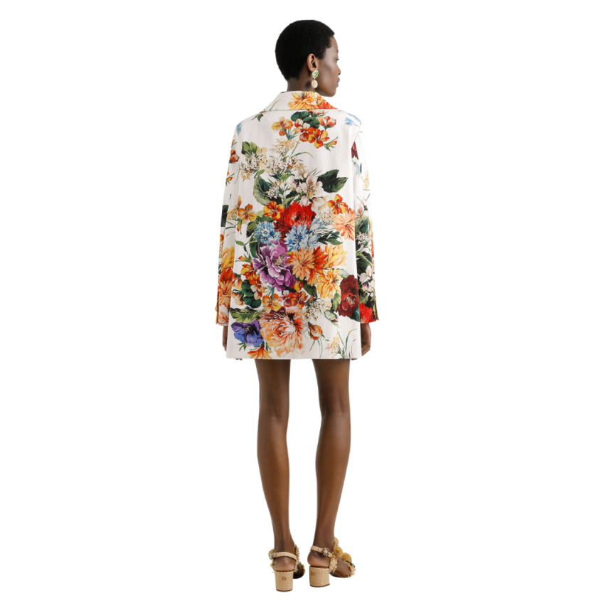 Mini jupe DOLCE & GABBANA coton viscose imprimé bouquet de fleurs multicolore