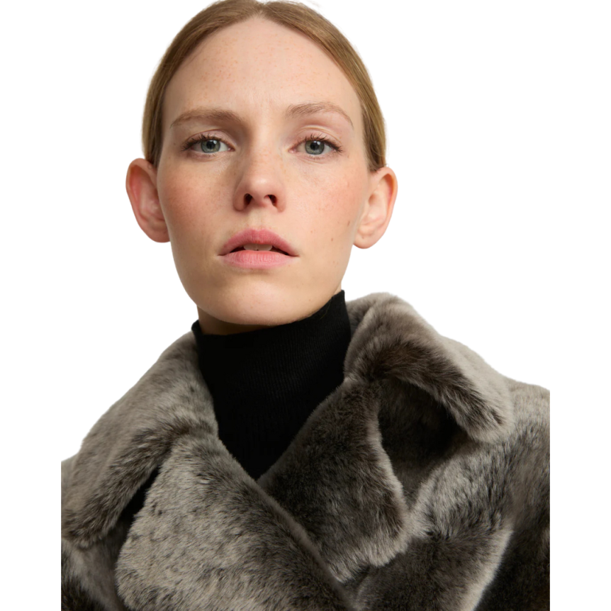 Veste caban YVES SALOMON peau lainée agneau gris