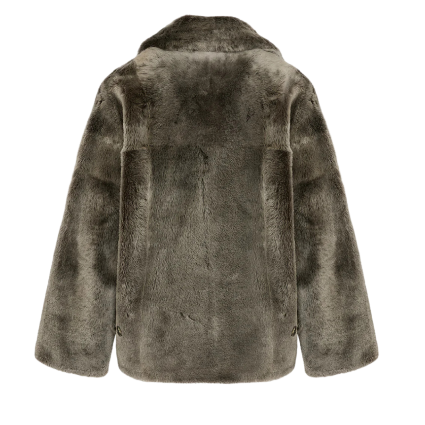 Veste caban YVES SALOMON peau lainée agneau gris