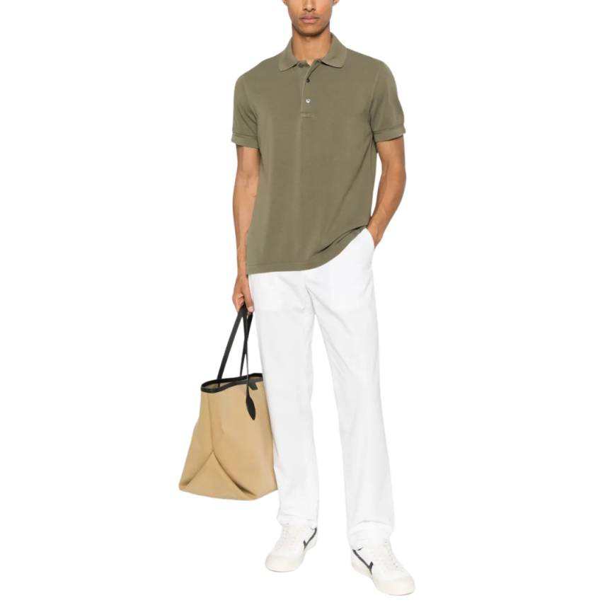 Polo manche courte TOM FORD lyocell coton vert kaki