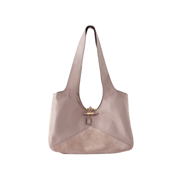 Sac porté épaule main CHLOE Balloon cuir daim Gris Violine