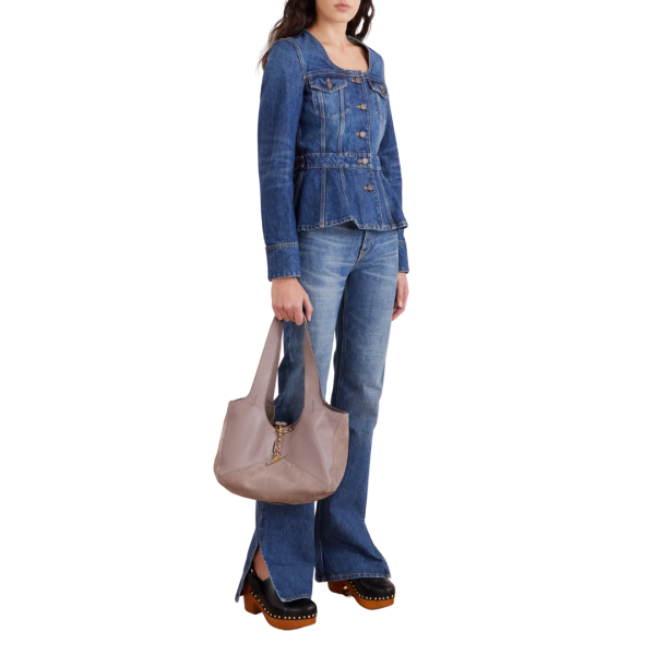 Sac porté épaule main CHLOE Balloon cuir daim Gris Violine