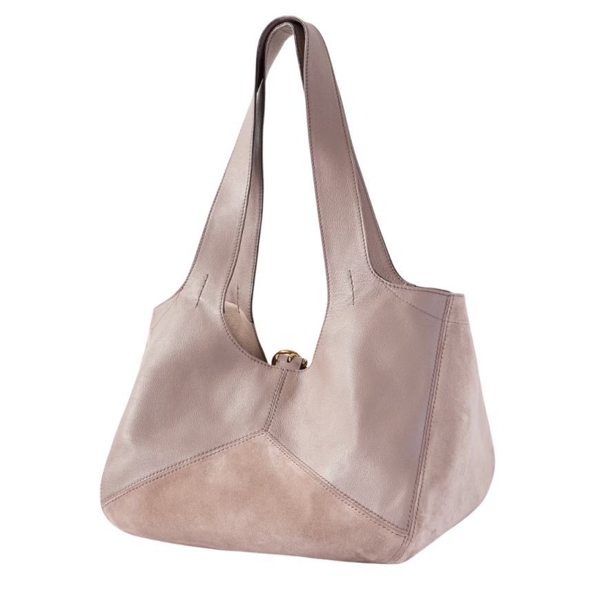 Sac porté épaule main CHLOE Balloon cuir daim Gris Violine