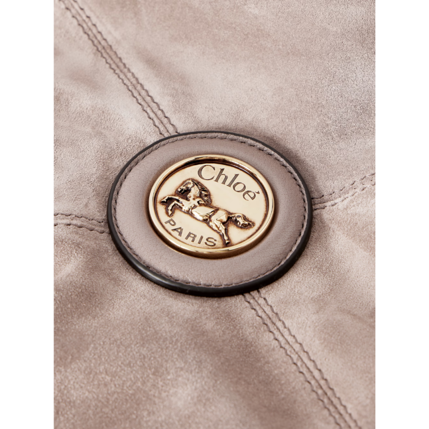 Sac porté épaule main CHLOE Balloon cuir daim Gris Violine