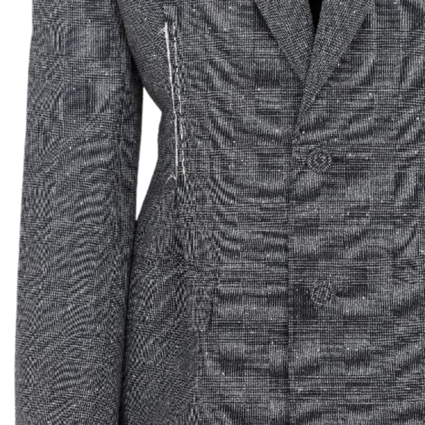 Veste Blazer DIOR laine Prince de Galles carreaux gris pince poitrine