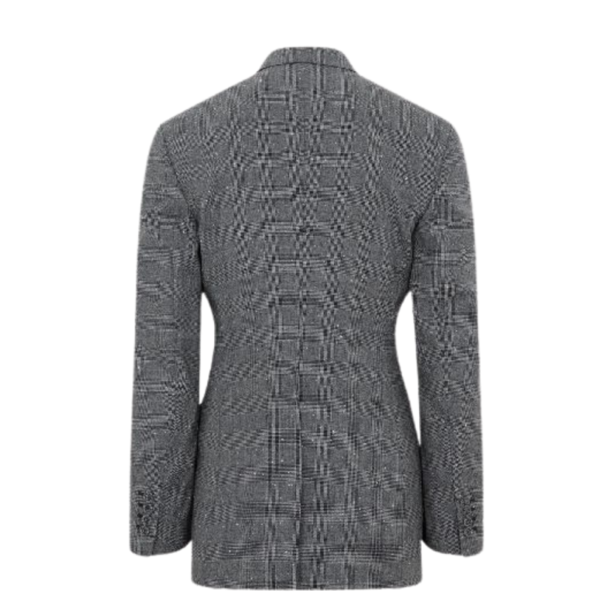 Veste Blazer DIOR laine Prince de Galles carreaux gris pince poitrine