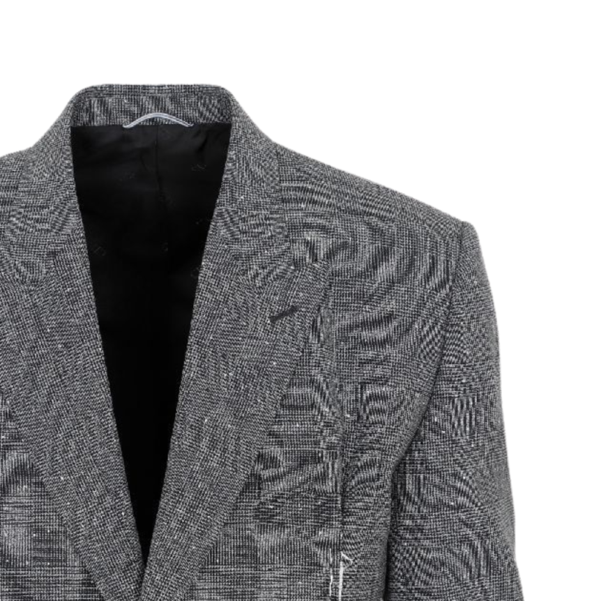 Veste Blazer DIOR laine Prince de Galles carreaux gris pince poitrine