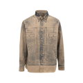 Sur chemise denim coton beige imprimé jean bleu délavé