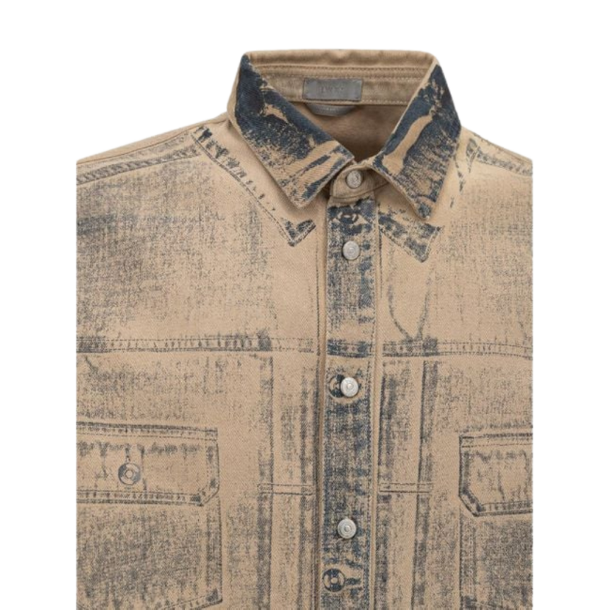 Sur chemise DIOR denim coton beige imprimé jean bleu délavé