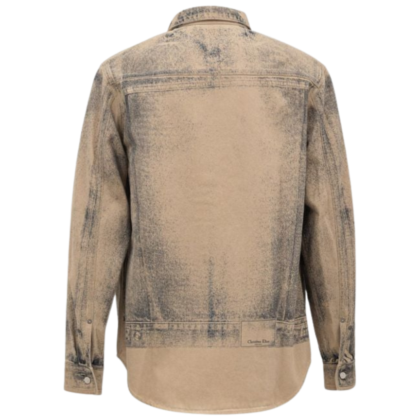 Sur chemise DIOR denim coton beige imprimé jean bleu délavé