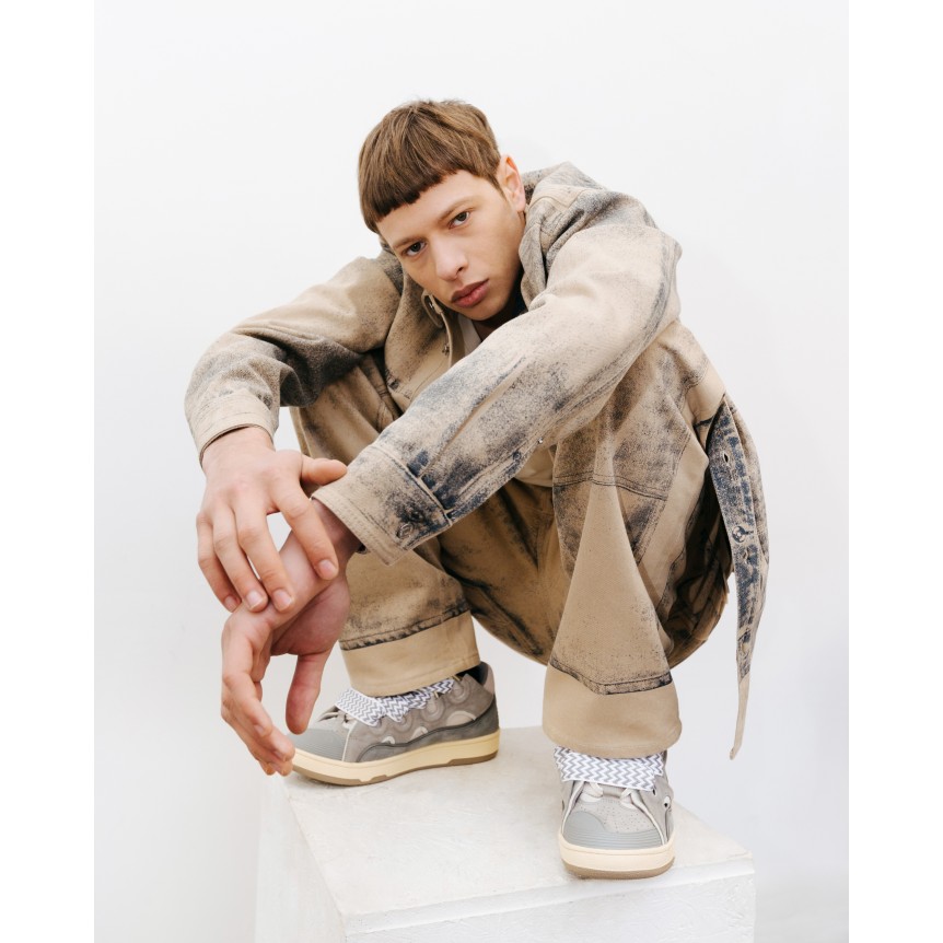 Sur chemise DIOR denim coton beige imprimé jean bleu délavé