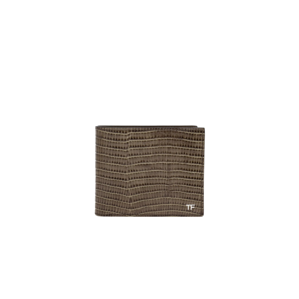 Porte cartes TOM FORD double volet cuir effet lézard marron chocolat