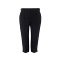 Pantacourt tailleur Capri crêpe laine noir boucle dorée