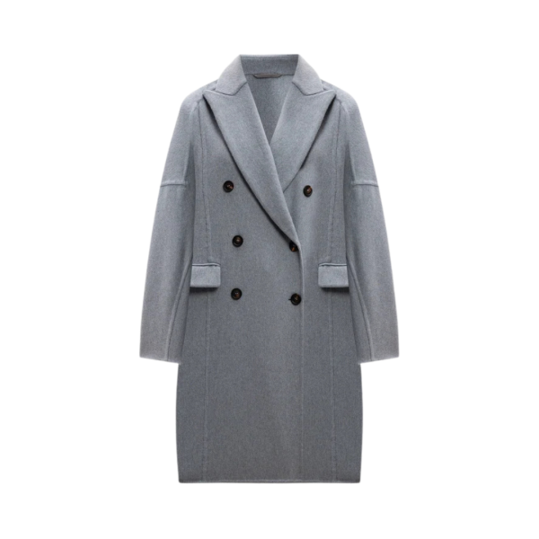 Manteau finition main Beaver croisé cachemire bleu ornement Monile