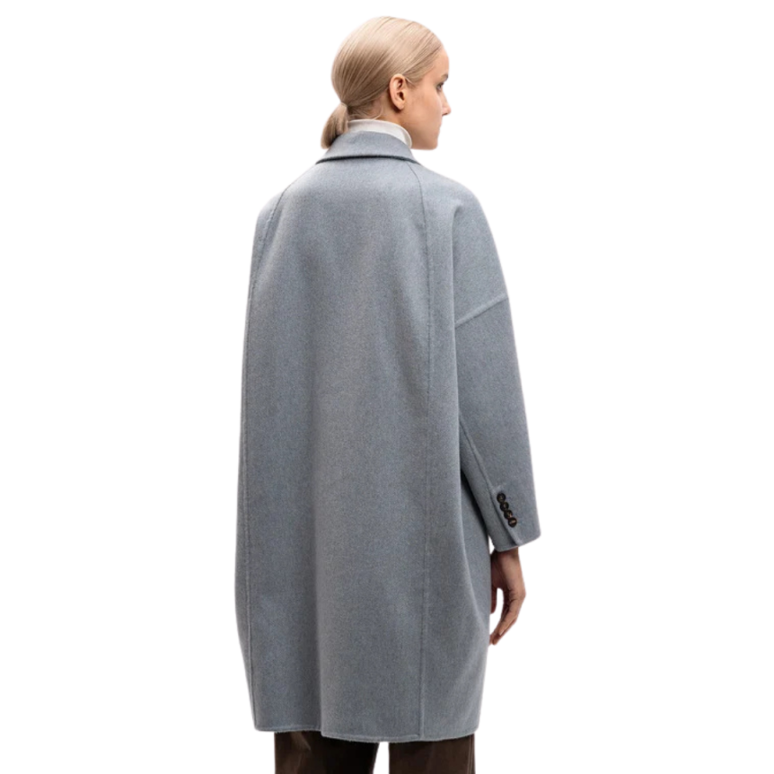 Manteau finition main Beaver croisé cachemire bleu ornement Monile