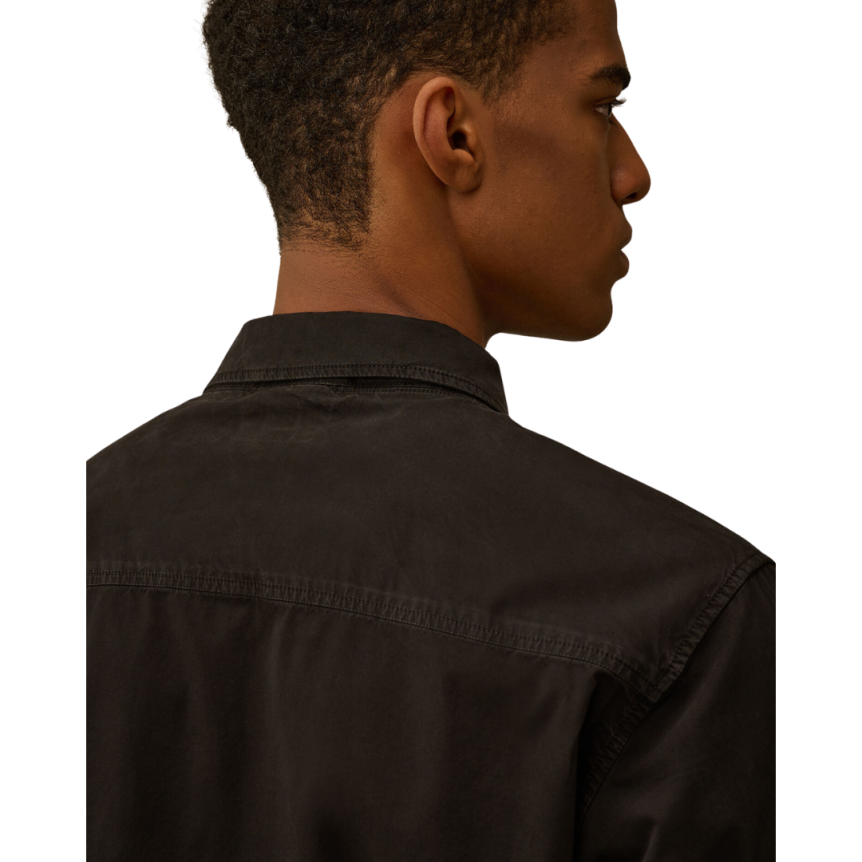 Surchemise CP COMPANY gabardine coton noir zippée poche plaquée lentille