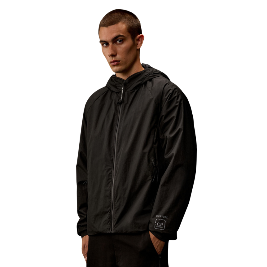 Veste à capuche CP COMPANY Pertex matelassée nylon noir Metropolis Collection