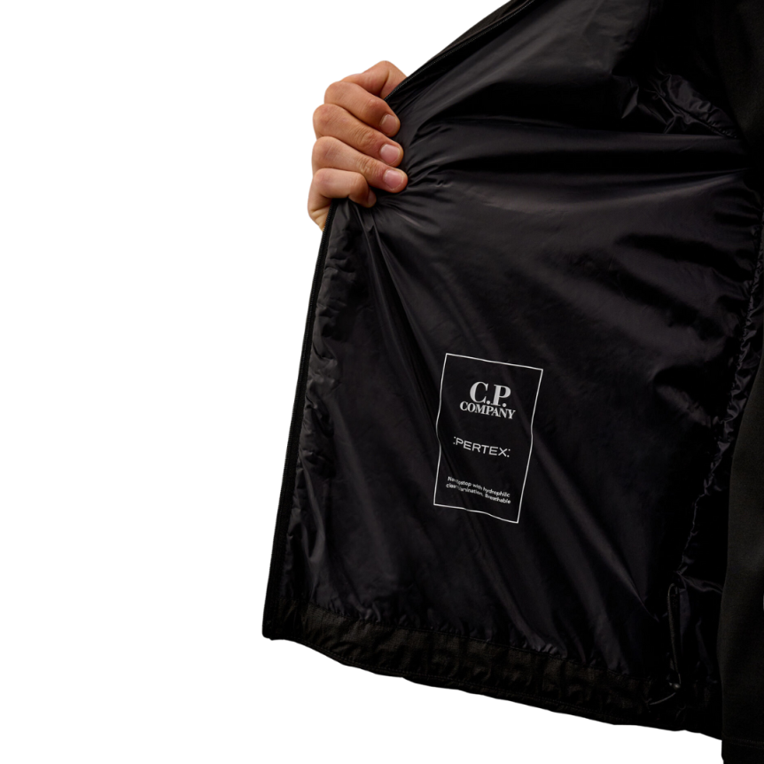 Veste à capuche CP COMPANY Pertex matelassée nylon noir Metropolis Collection