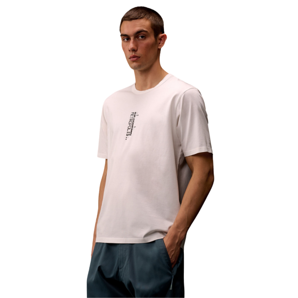 T-shirt col rond CP COMPANY jersey coton blanc imprimé graphique dos Metropolis Collection