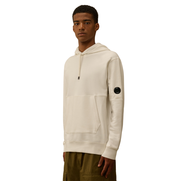 CP COMPANY Sweat-shirt à capuche polaire coton relief diagonal blanc