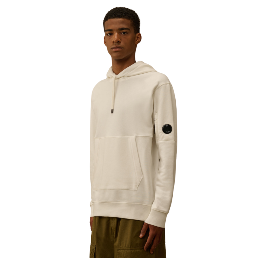CP COMPANY Sweat-shirt à capuche polaire coton relief diagonal blanc