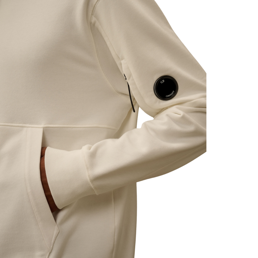 CP COMPANY Sweat-shirt à capuche polaire coton relief diagonal blanc