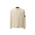 Sweat-shirt col rond polaire coton diagonal relief blanc